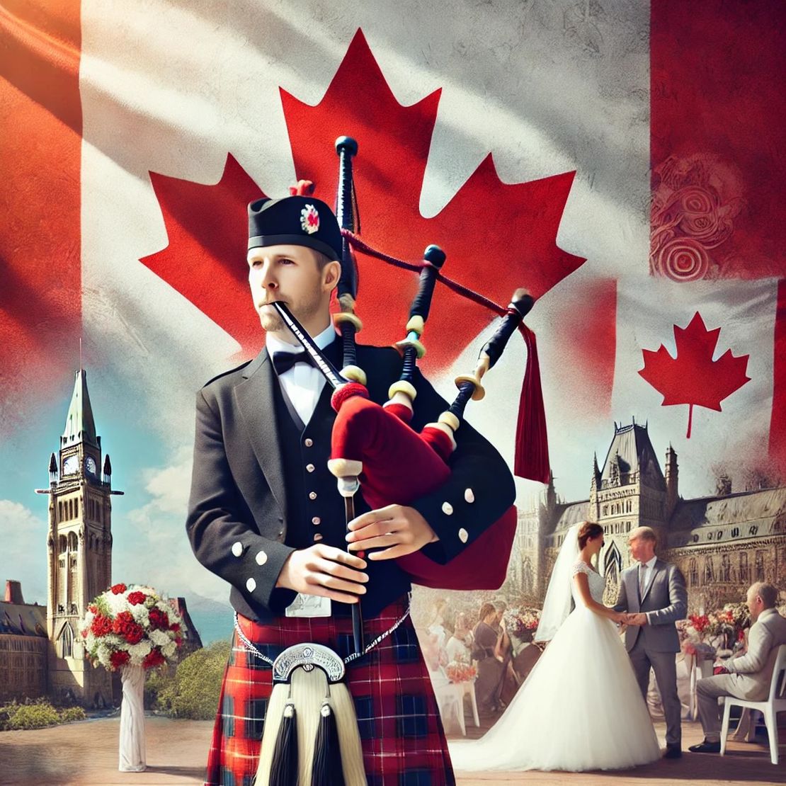 Bagpipers in Canada