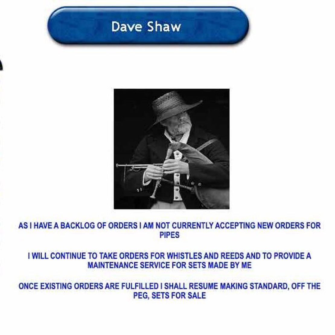 david shaw bagpipes